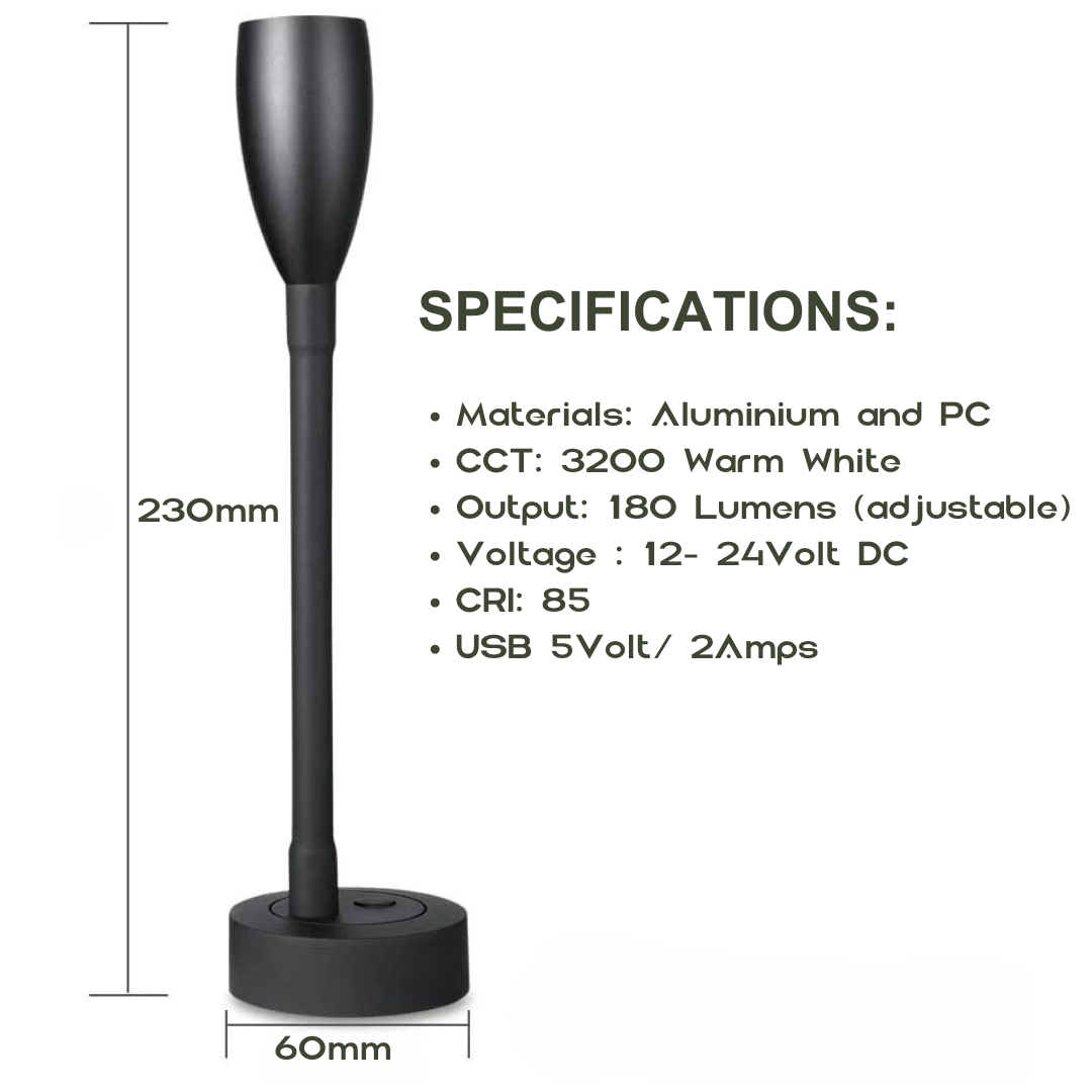 max style reading light with usb and dimming