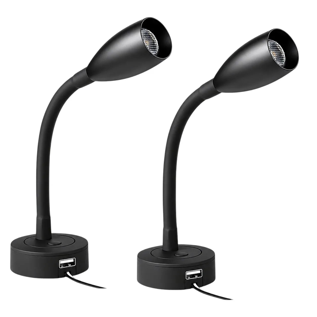 Dimmable 12v reading lights with integrated USB charging for campervan interiors