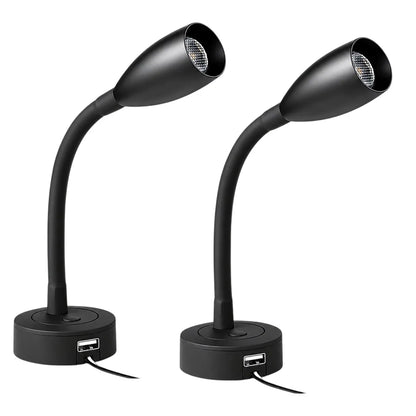 Dimmable 12v reading lights with integrated USB charging for campervan interiors