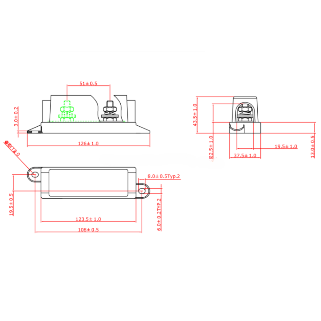 MEGA single fuse holder for protecting battery cables and DC distribution circuits