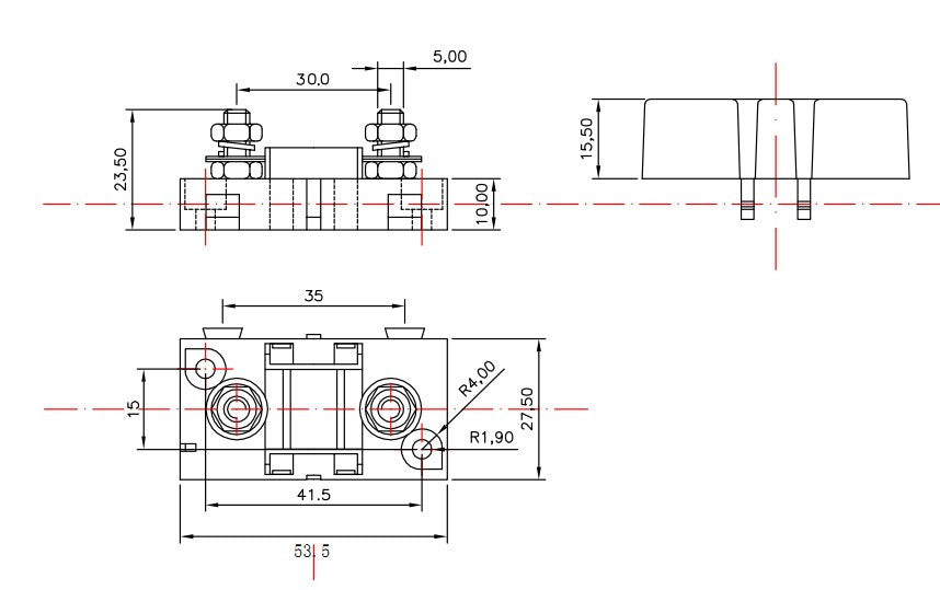 Interlocking single MIDI fuse holder with window for tidy fuse mounting solutions