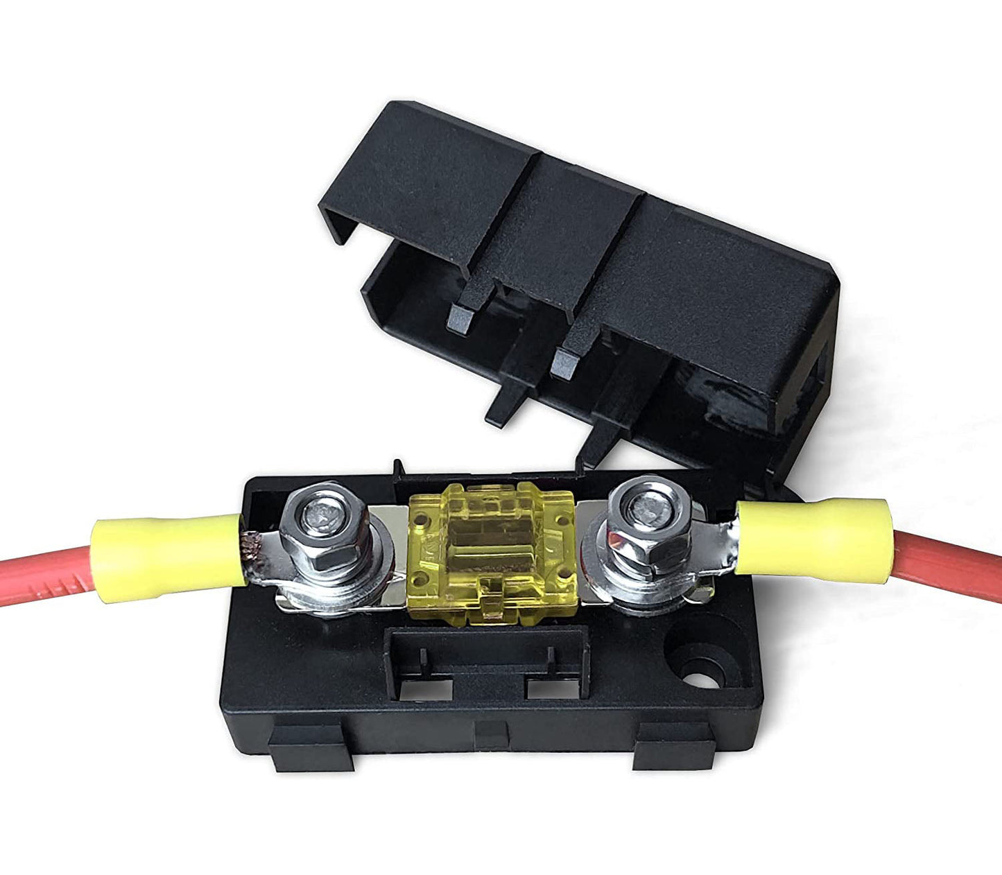 MIDI fuse holder with inspection window for solar, chargers, and DC accessory circuits