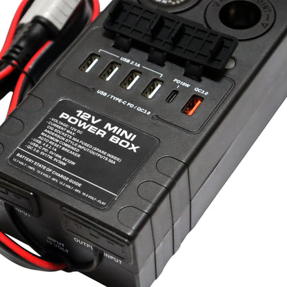 compact control hub for caravan 12v distribution and tidy wiring installs
