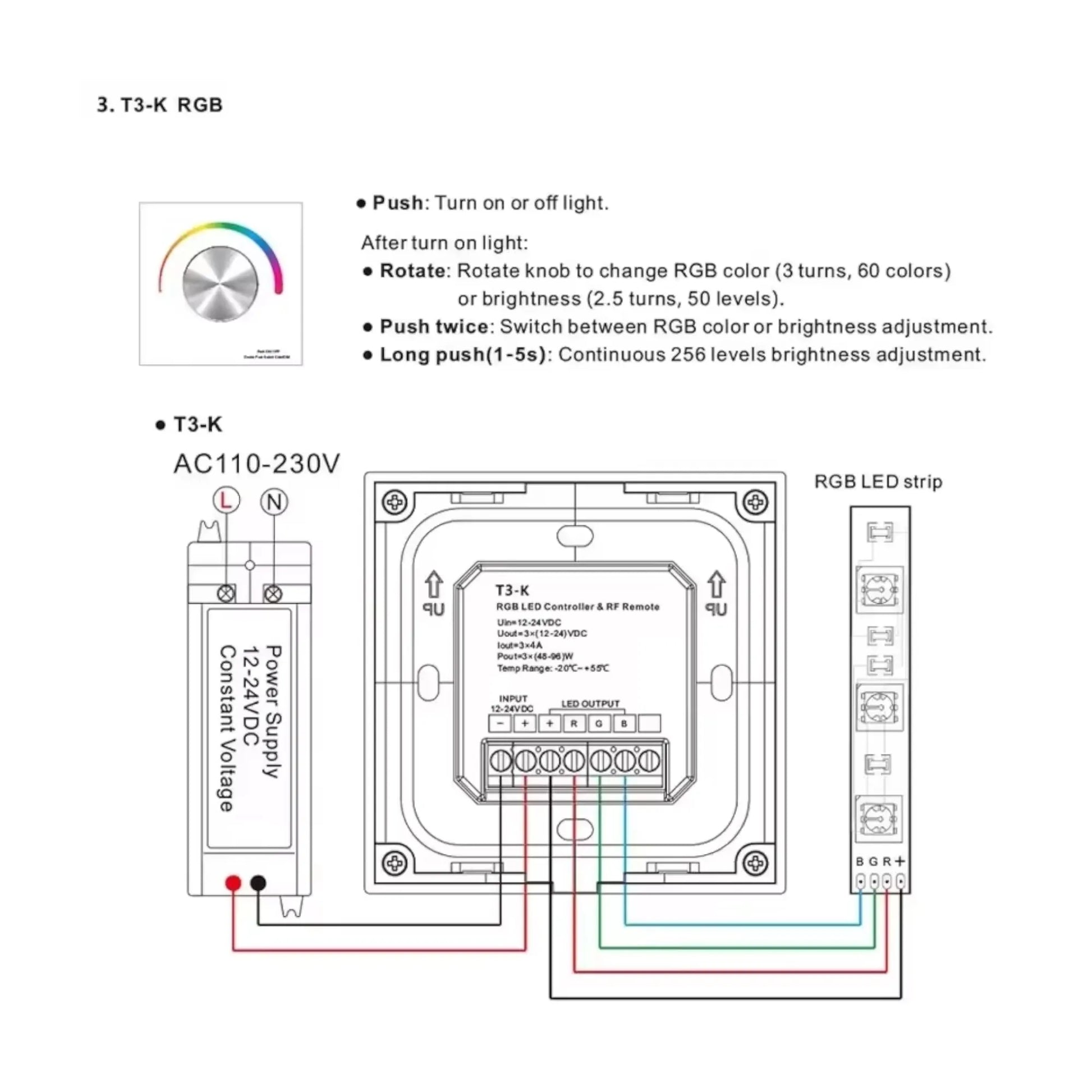 compact white dimmer switch t3k