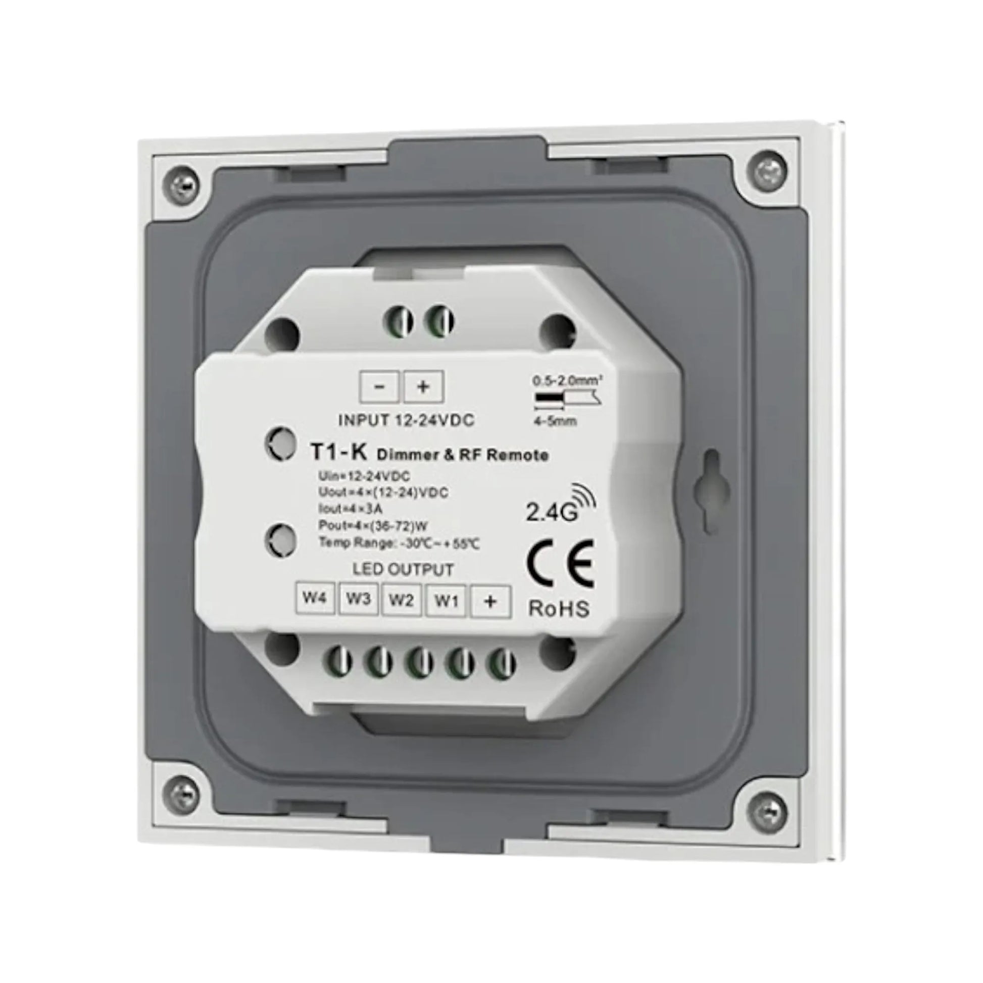 modern black glass dimmer switch shown plainly