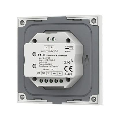 modern black glass dimmer switch shown plainly
