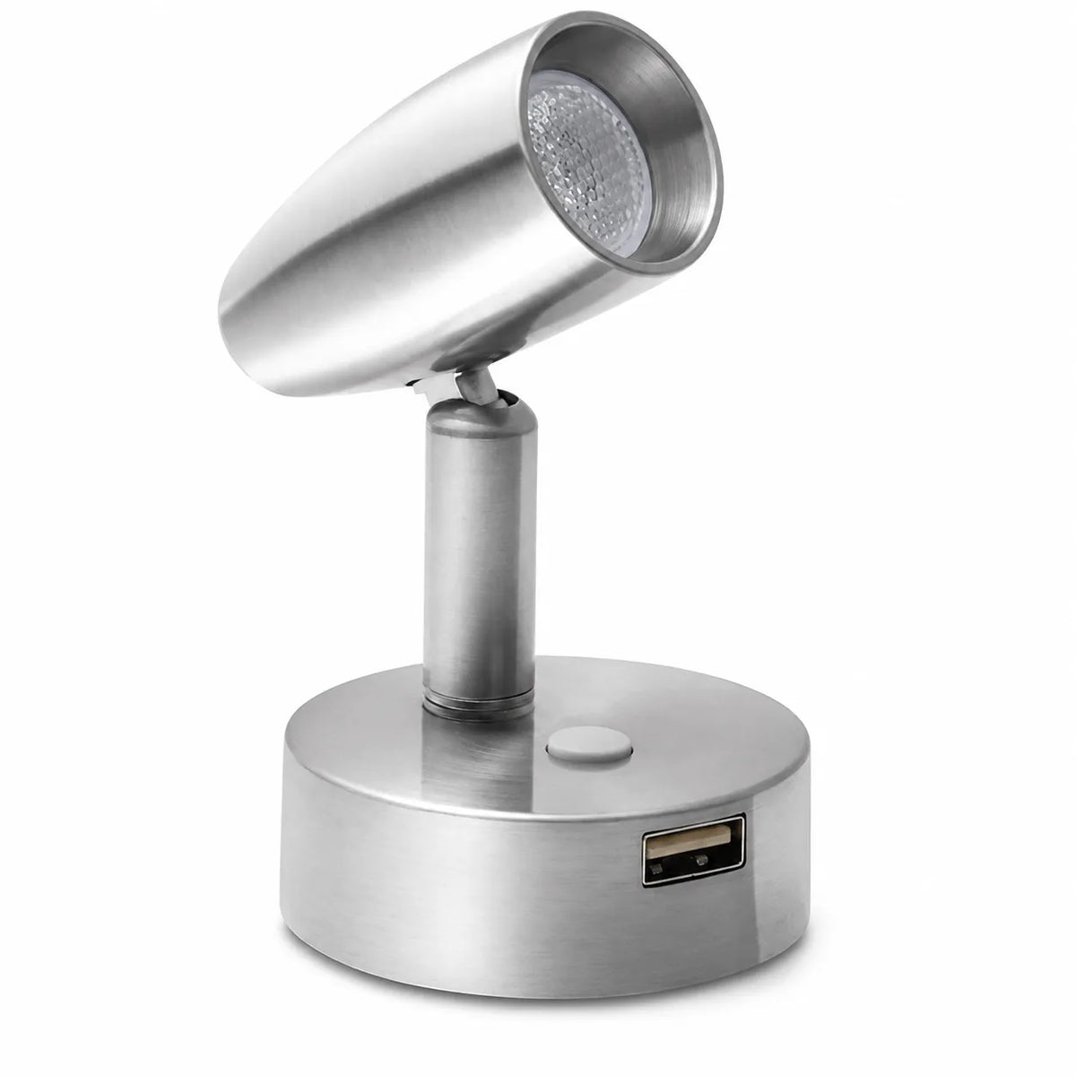 Adjustable Sol reading spotlight in nickel for focused interior illumination