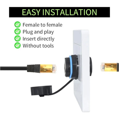 RJ45 IP68 waterproof passthrough adapter on CAT6 cable