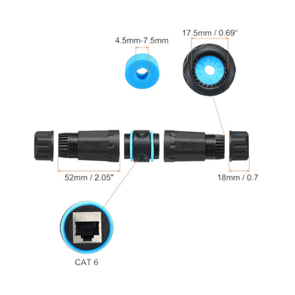 RJ45 CAT6 waterproof inline connector with cable glands