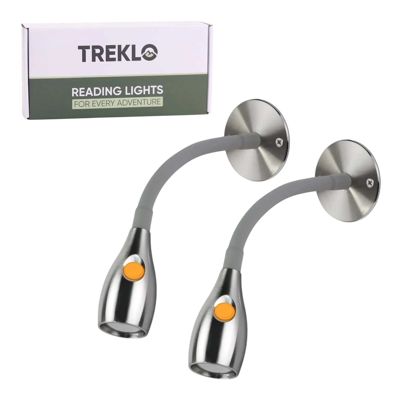 Pair of Bullet aluminium LED reading lights with touch dimming for caravans