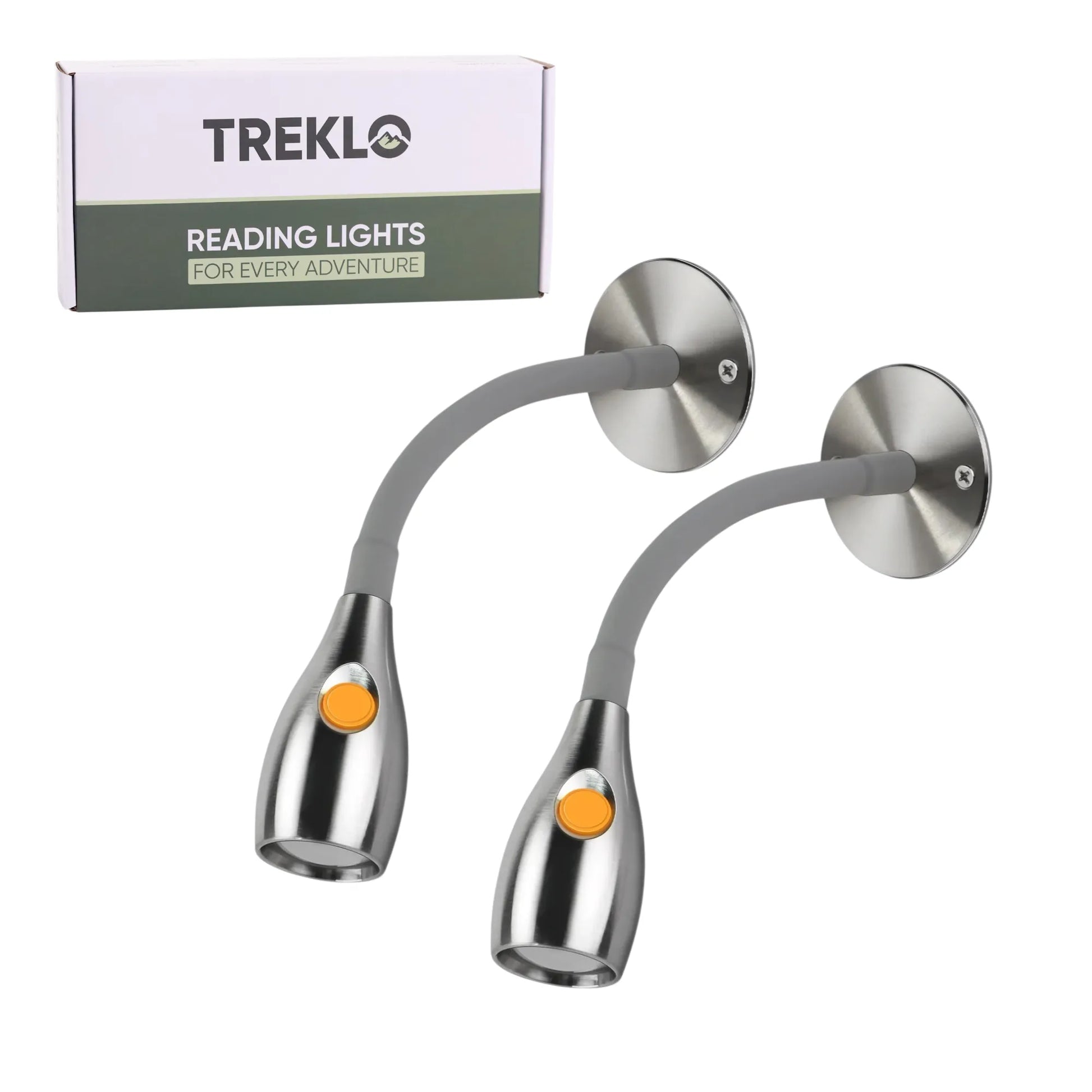 Pair of Bullet aluminium LED reading lights with touch dimming for caravans