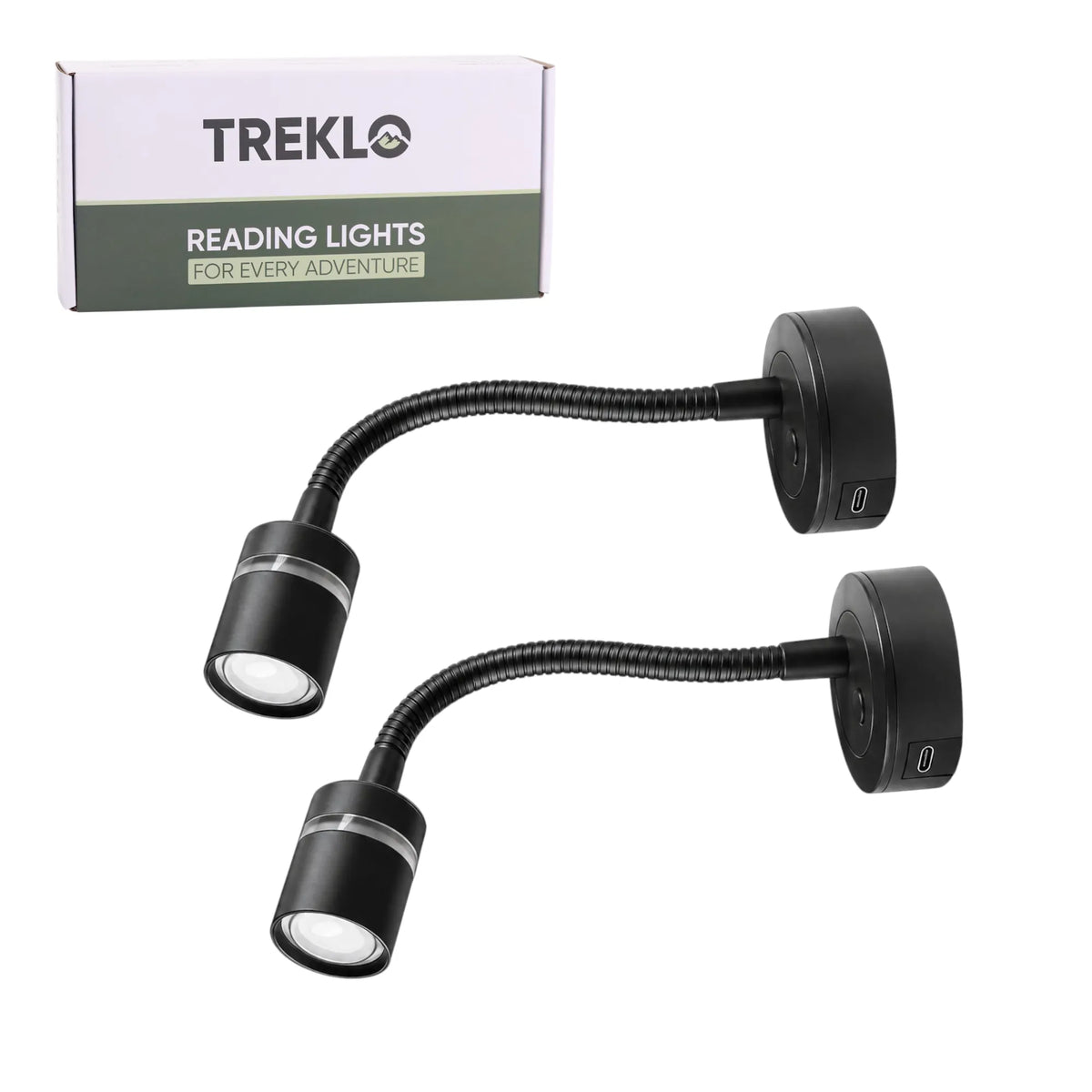 Pair of Evo LED reading lights with USB charging and touch dimming for caravans