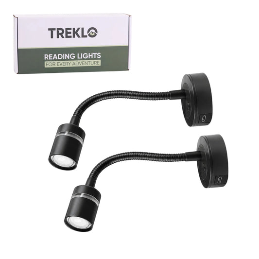 Pair of Evo LED reading lights with USB charging and touch dimming for caravans