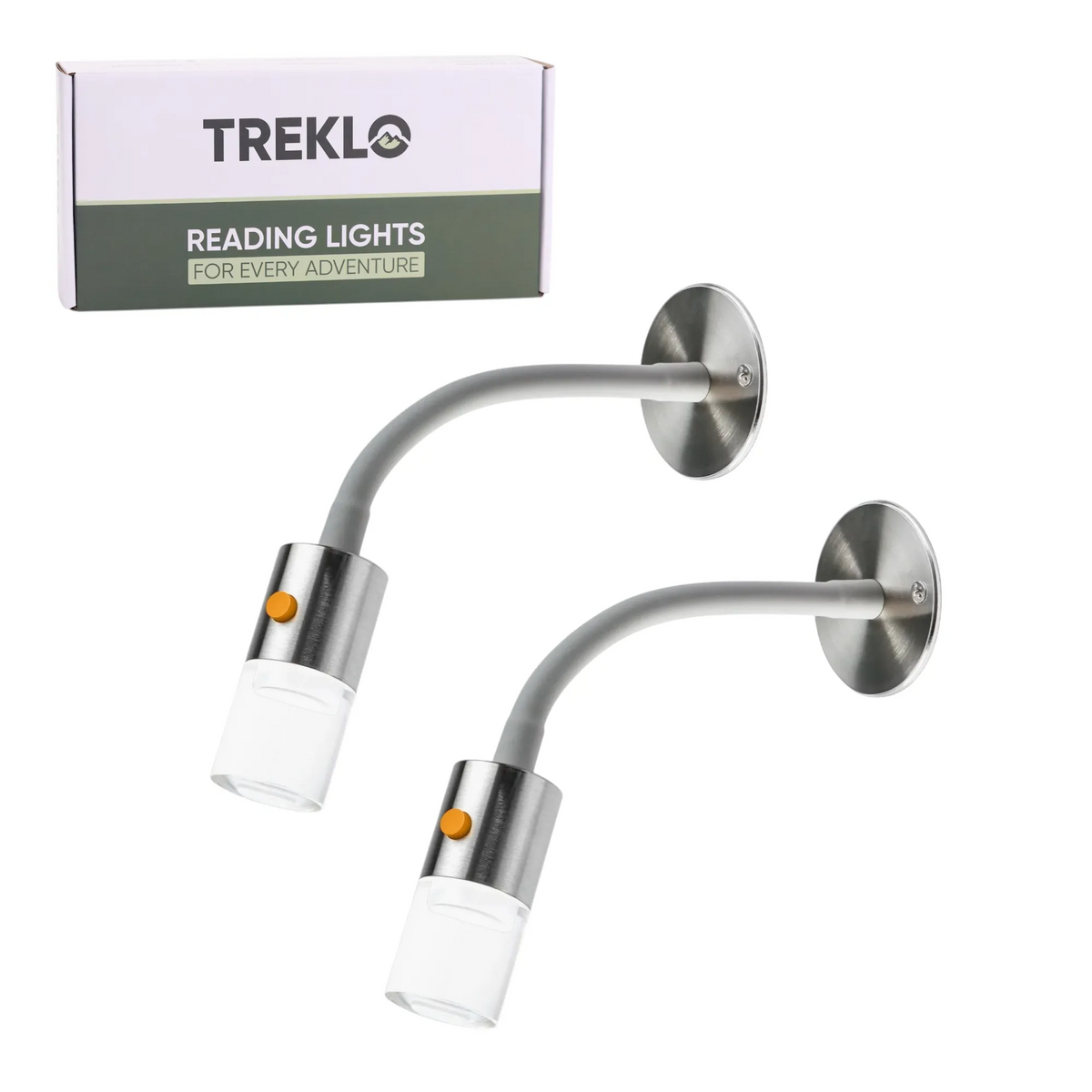 Pair of Neo aluminium LED reading lights with dimming for caravan interiors