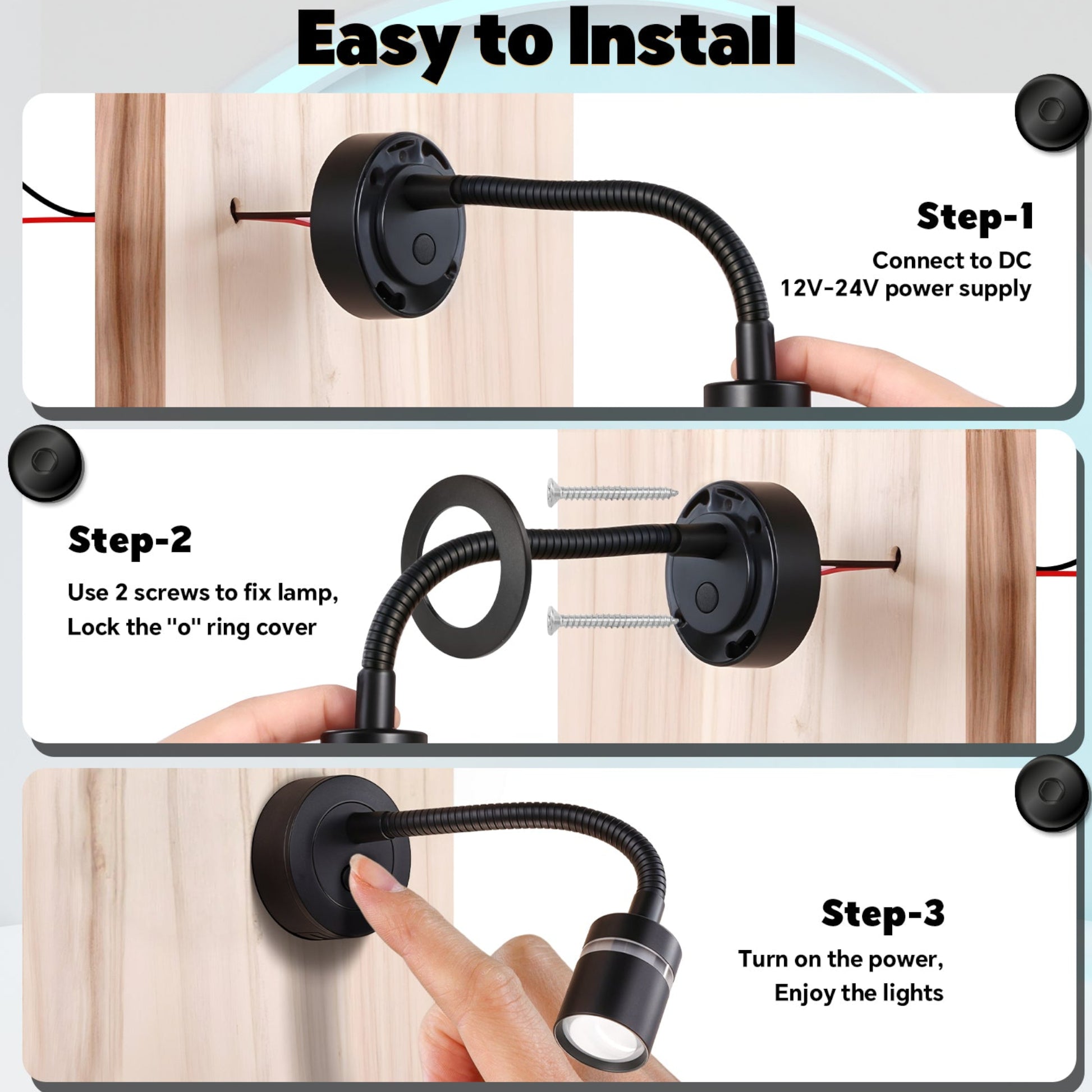 black led reading fixtures shown plainly