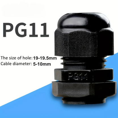 PG11 Waterproof Nylon Plastic Connector - Black (5-10mm)