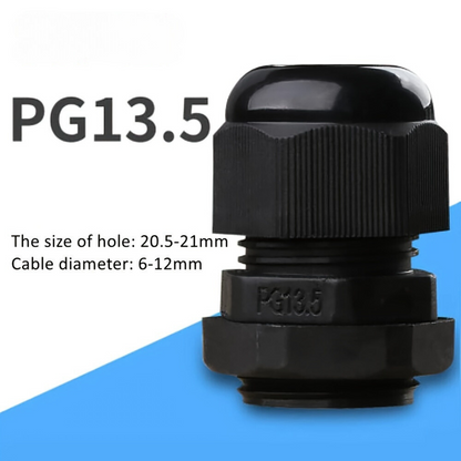 PG13.5 Waterproof Nylon Plastic Connector - Black (6-12mm)