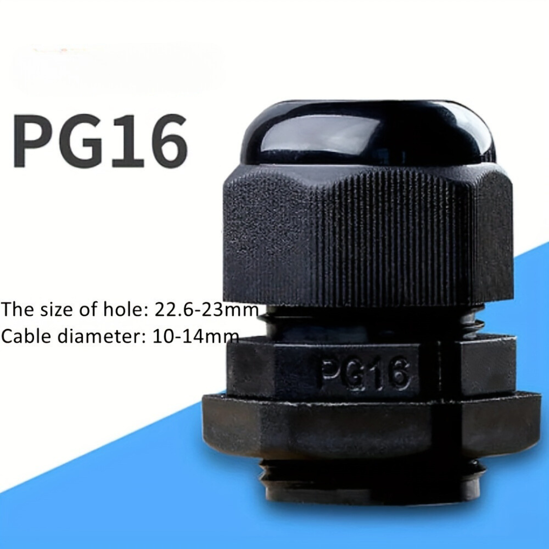 PG16 Waterproof Nylon Plastic Connector - Black (10-14mm)