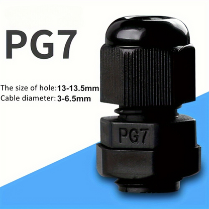 PG7 Waterproof Nylon Plastic Connector - Black (3-6.5mm)