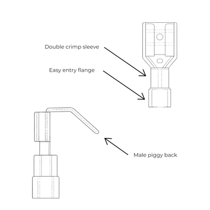 Red blue yellow vinyl piggy back quick disconnect (100 pack) for caravan, rv, and campervan 12v wiring connections
