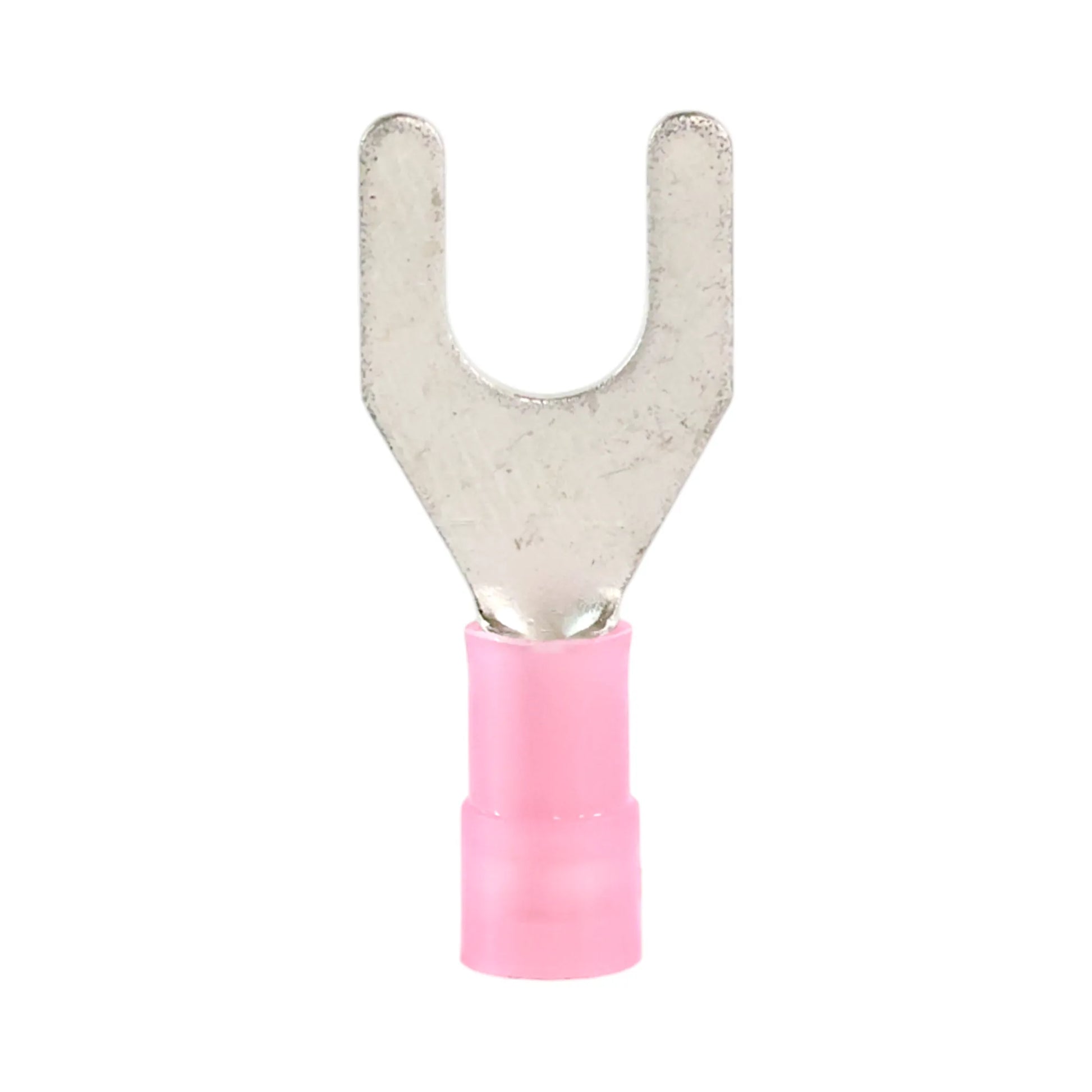 Red nylon fork terminal M6 (100 pack) for caravan, rv, and campervan 12v wiring connections