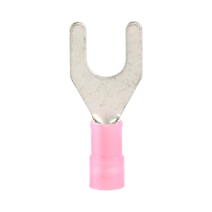 Red nylon fork terminal M6 (100 pack) for caravan, rv, and campervan 12v wiring connections
