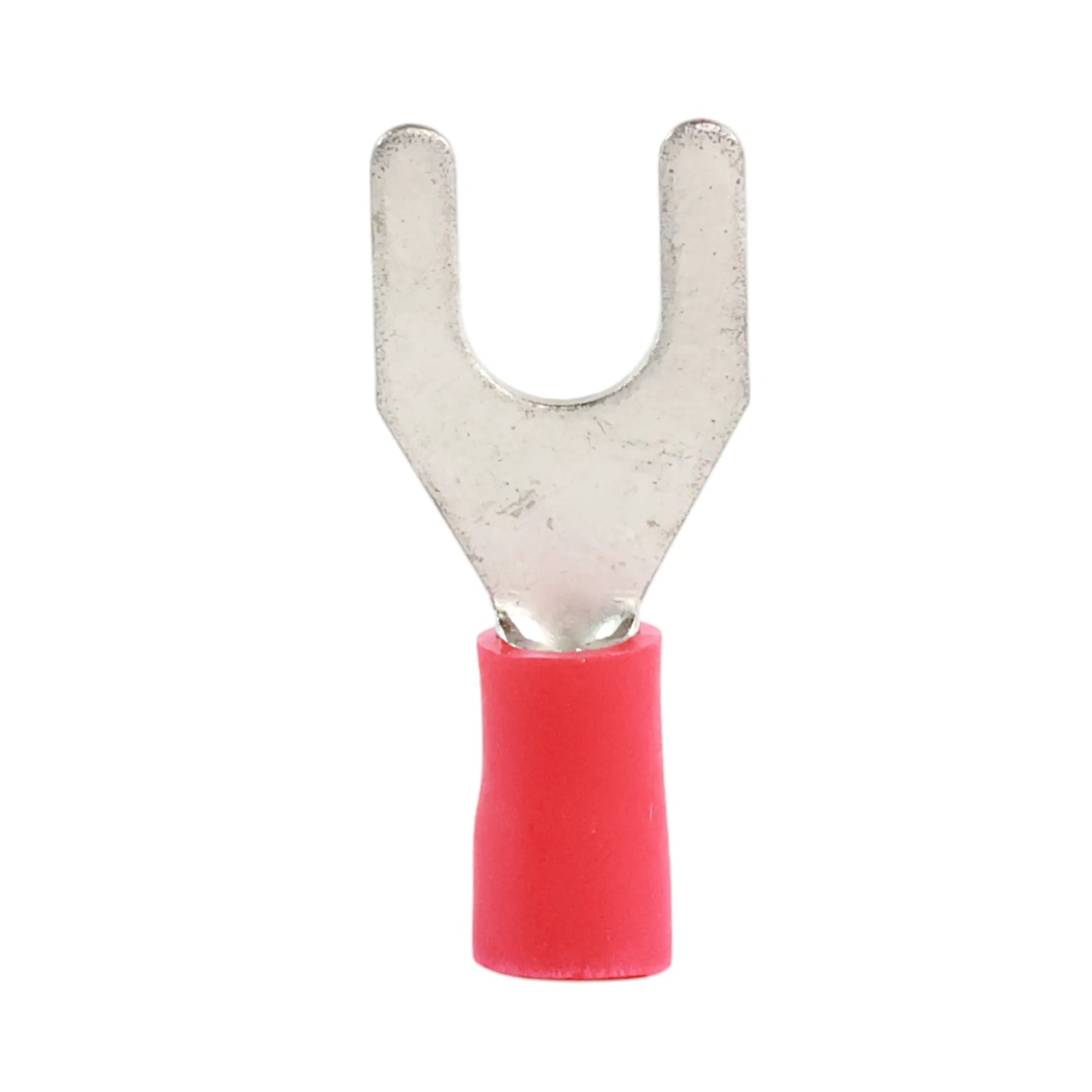 Red vinyl fork terminal M6 (100 pack) for caravan, rv, and campervan 12v wiring connections