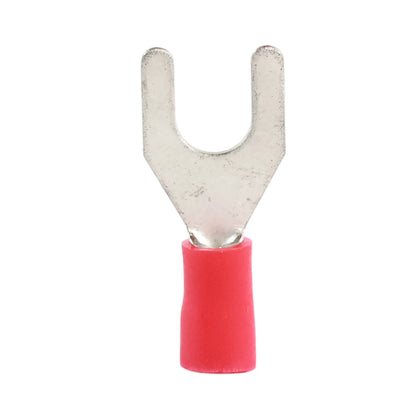 Red vinyl fork terminal M6 (100 pack) for caravan, rv, and campervan 12v wiring connections
