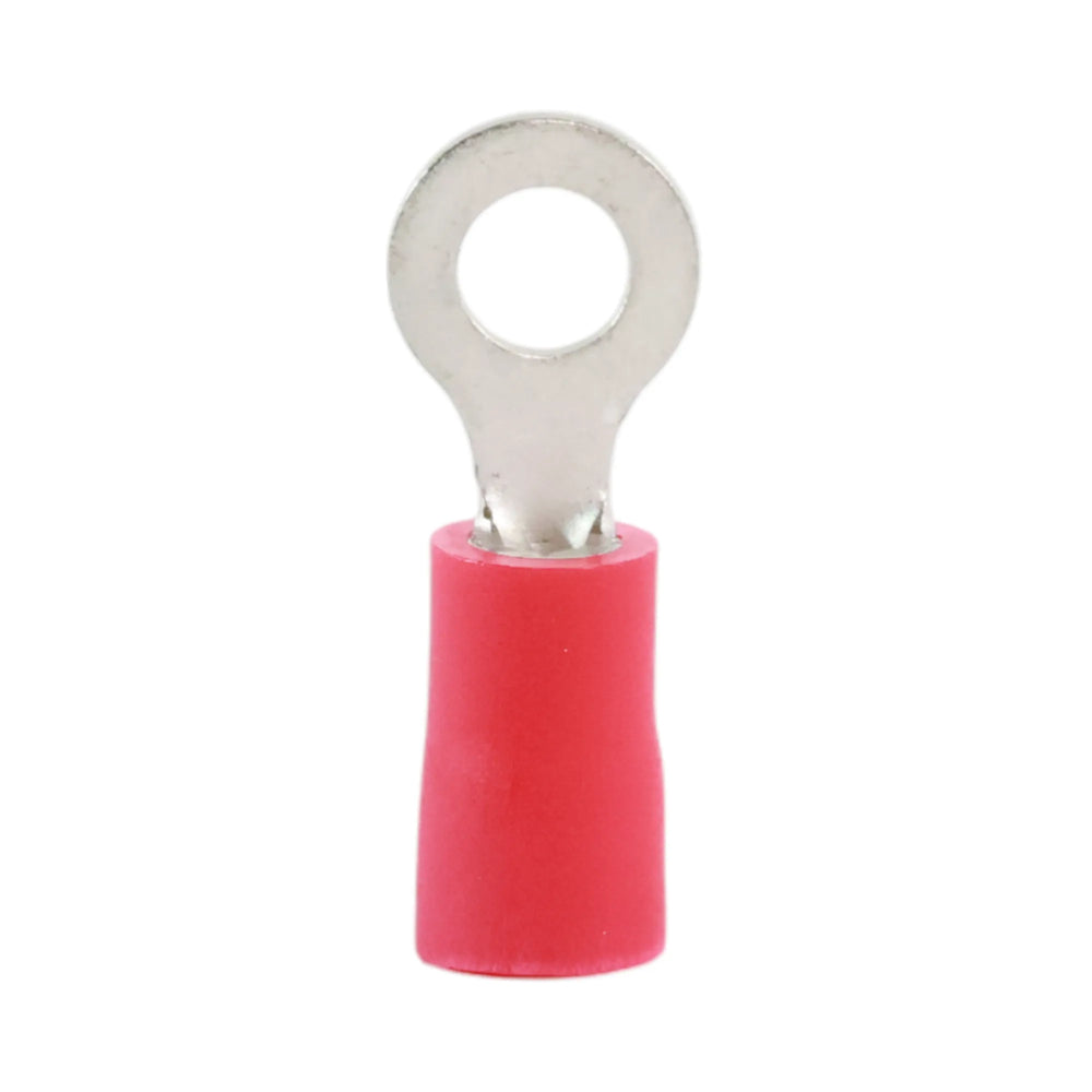 Red vinyl insulated ring terminal M4 (100 pack) for caravan, rv, and campervan 12v wiring connections