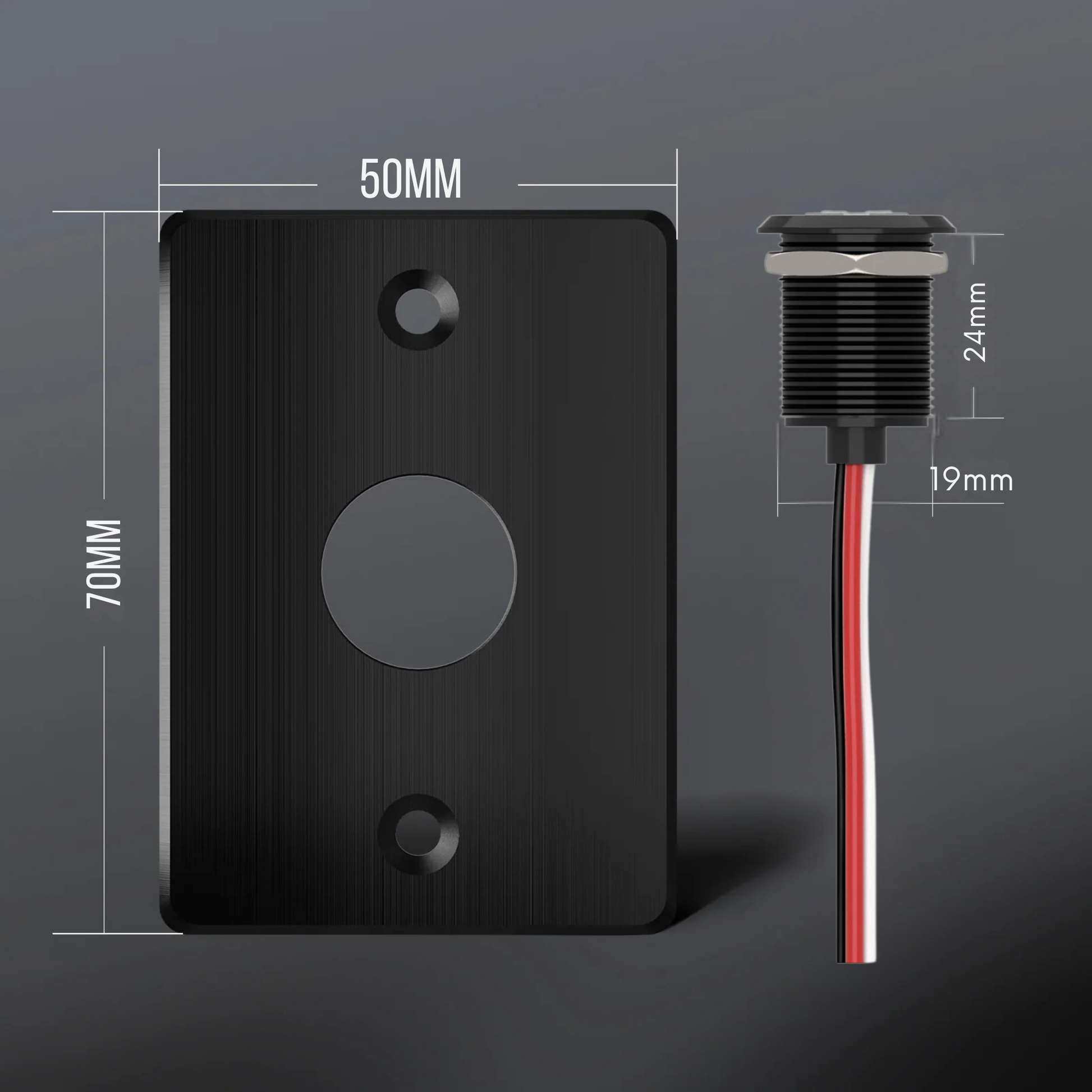 black LED dimmer control shown simply