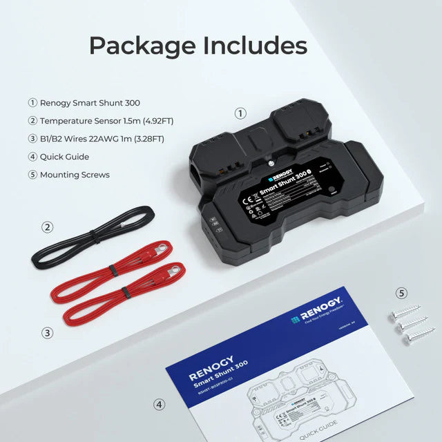 renogy 300a battery shunt for accurate dc system current measurement