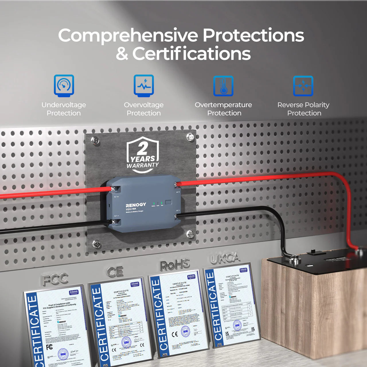 efficient renogy 12v 40a dc charger for dual input battery management