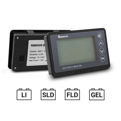 500 amp renogy battery monitor kit for accurate current and voltage tracking