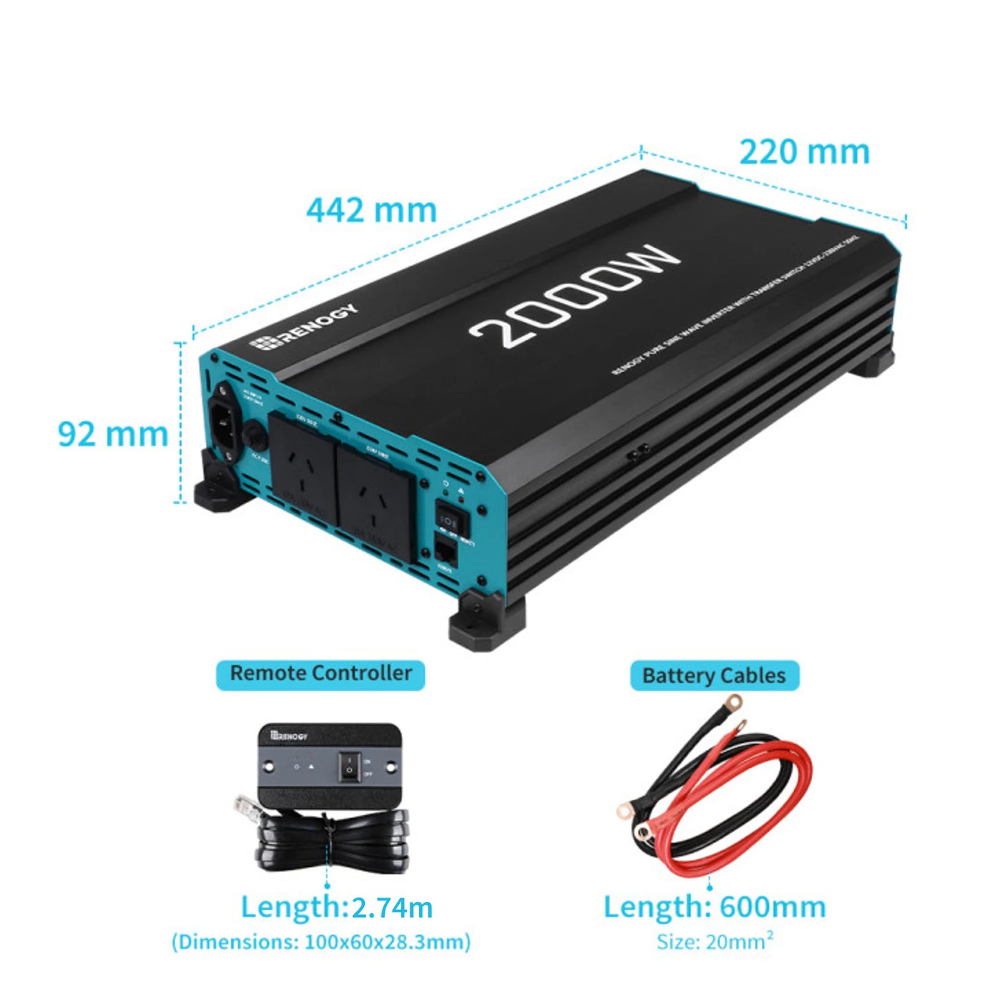 reliable renogy 2000w pure sine inverter for lithium and agm battery systems
