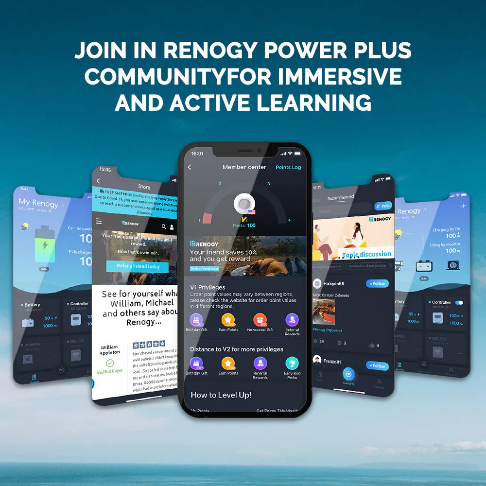 renogy core bluetooth interface for battery and solar management