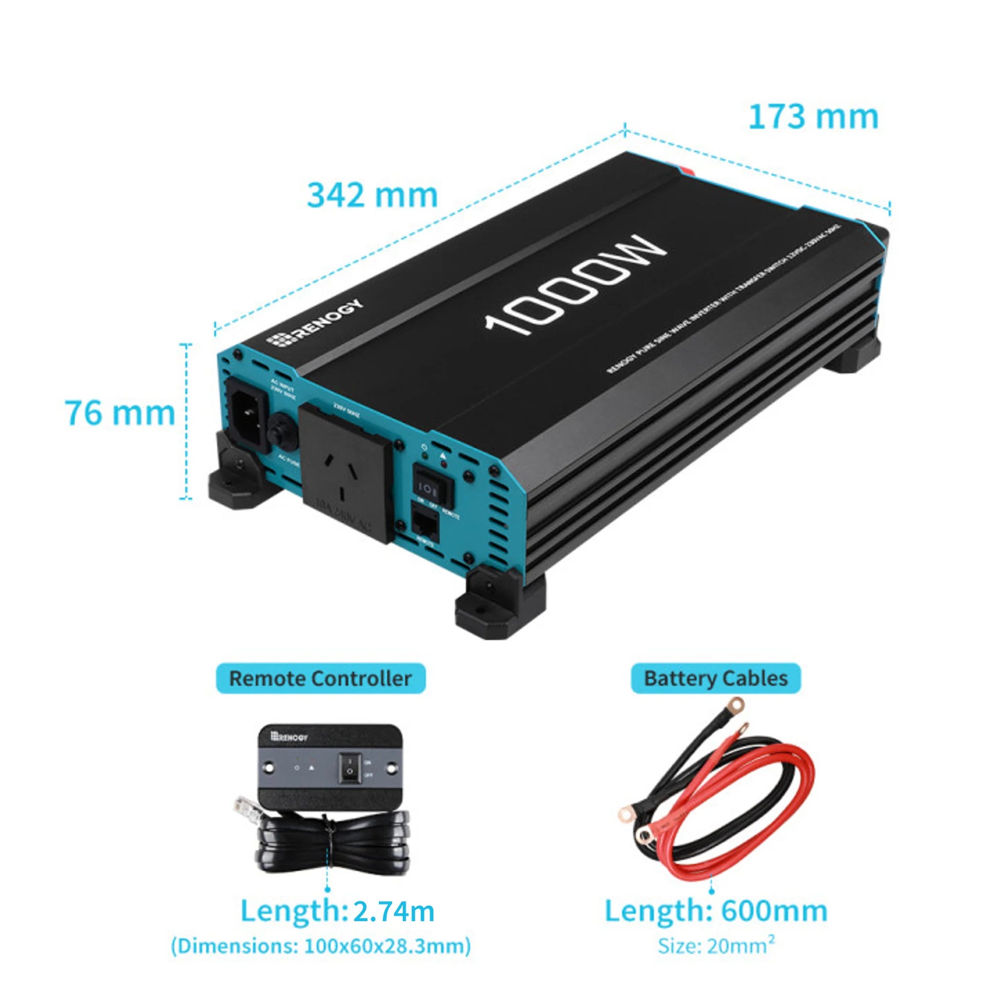 renogy pure sine 12v to 230v inverter for solar and battery applications