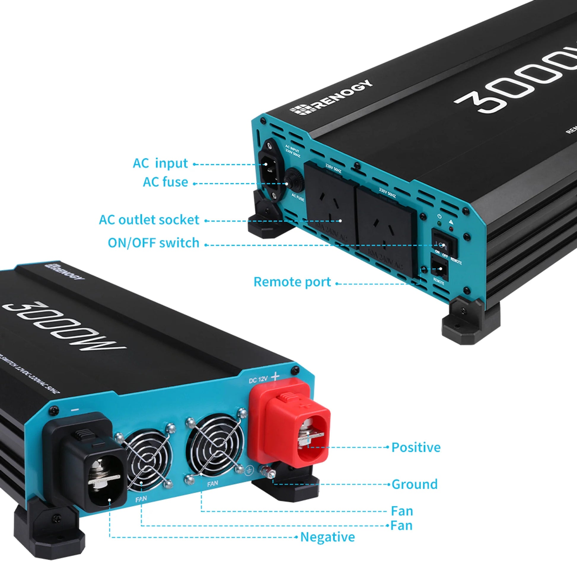 12v to 230v renogy 3000w inverter with ups backup for clean ac output
