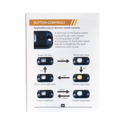 rock lights + dimmer module displayed beside tools