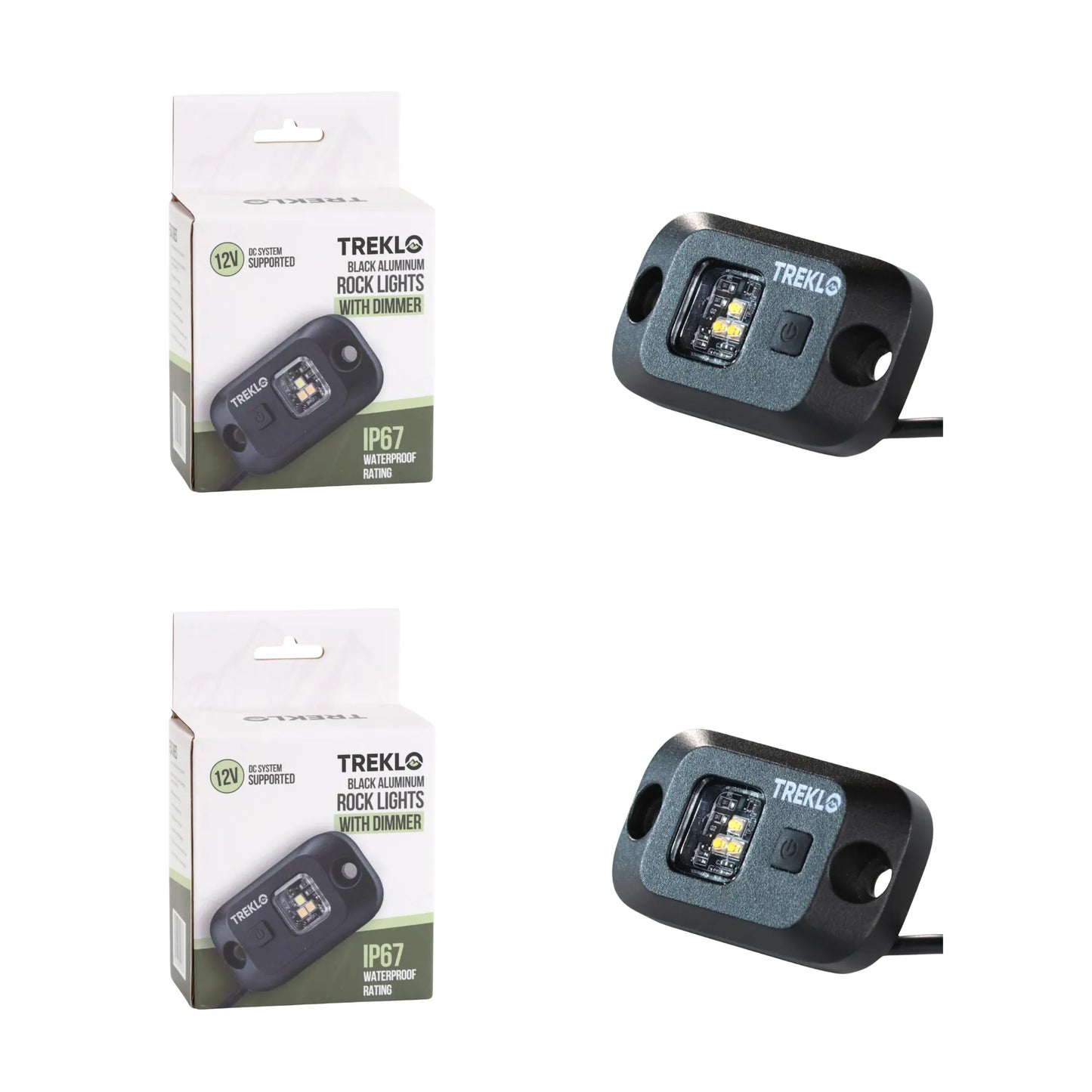Pair of dimmable LED rock lights for caravan, campervan, and 4WD installations