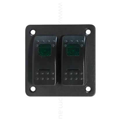 marine style 2 way rocker switch panel with dual illumination for campervan fitouts