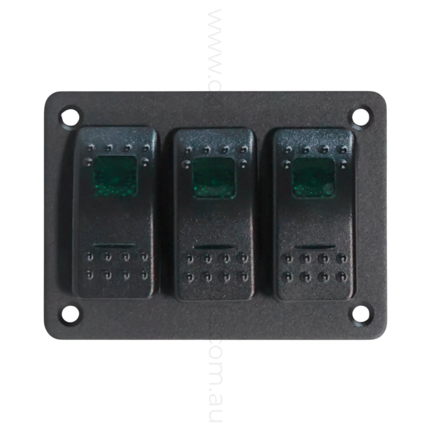 marine style 3 way rocker switch panel with dual illumination for campervan fitouts