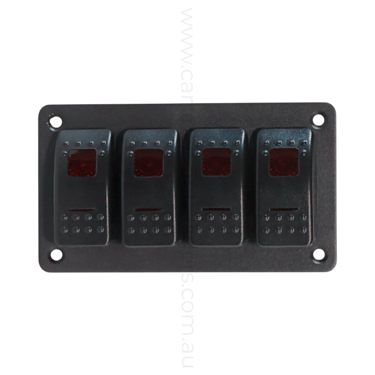 marine style 4 way rocker switch panel with dual illumination for campervan fitouts