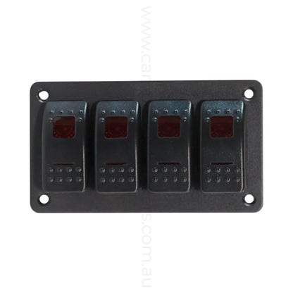 marine style 4 way rocker switch panel with dual illumination for campervan fitouts