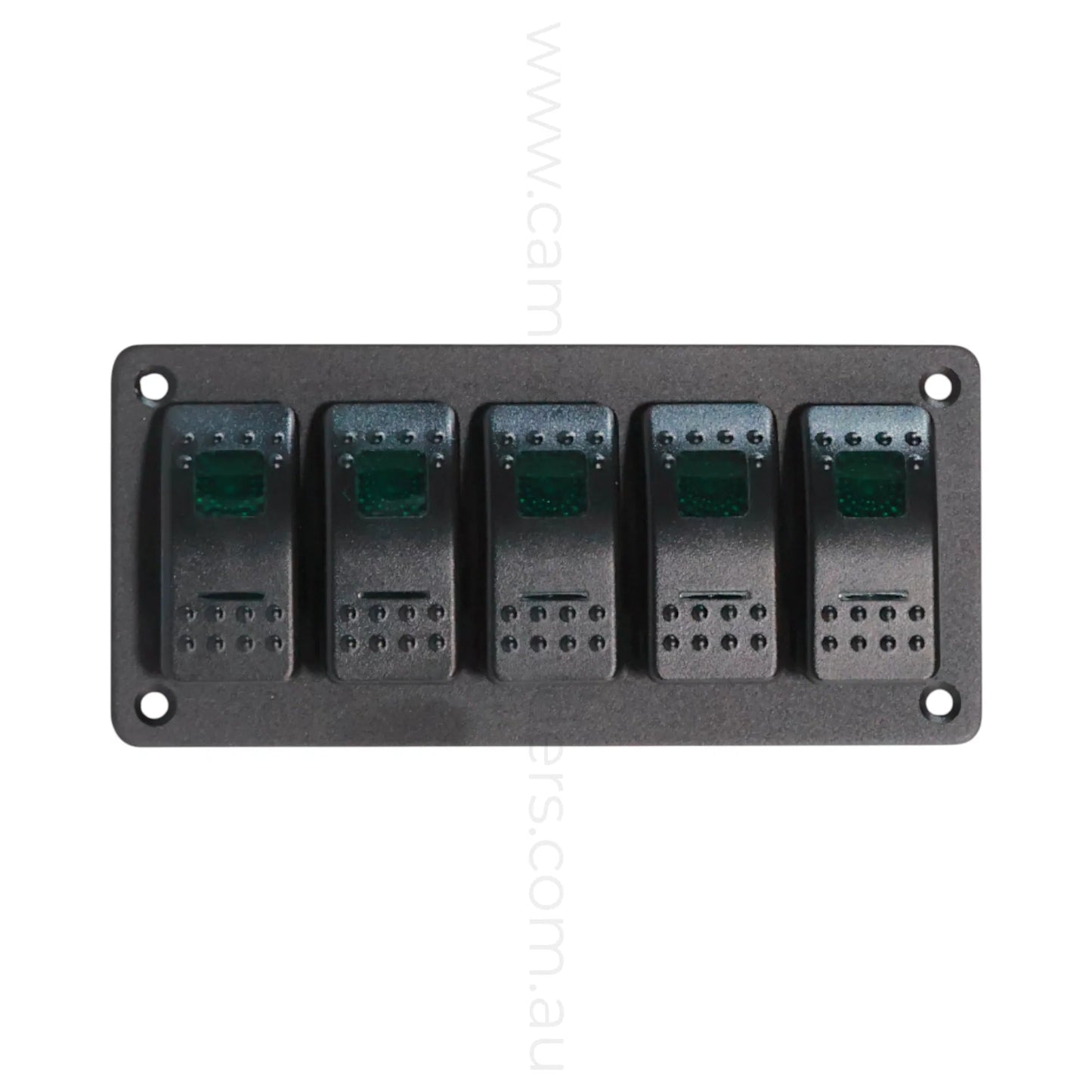 marine style 5 way rocker switch panel with dual illumination for campervan fitouts