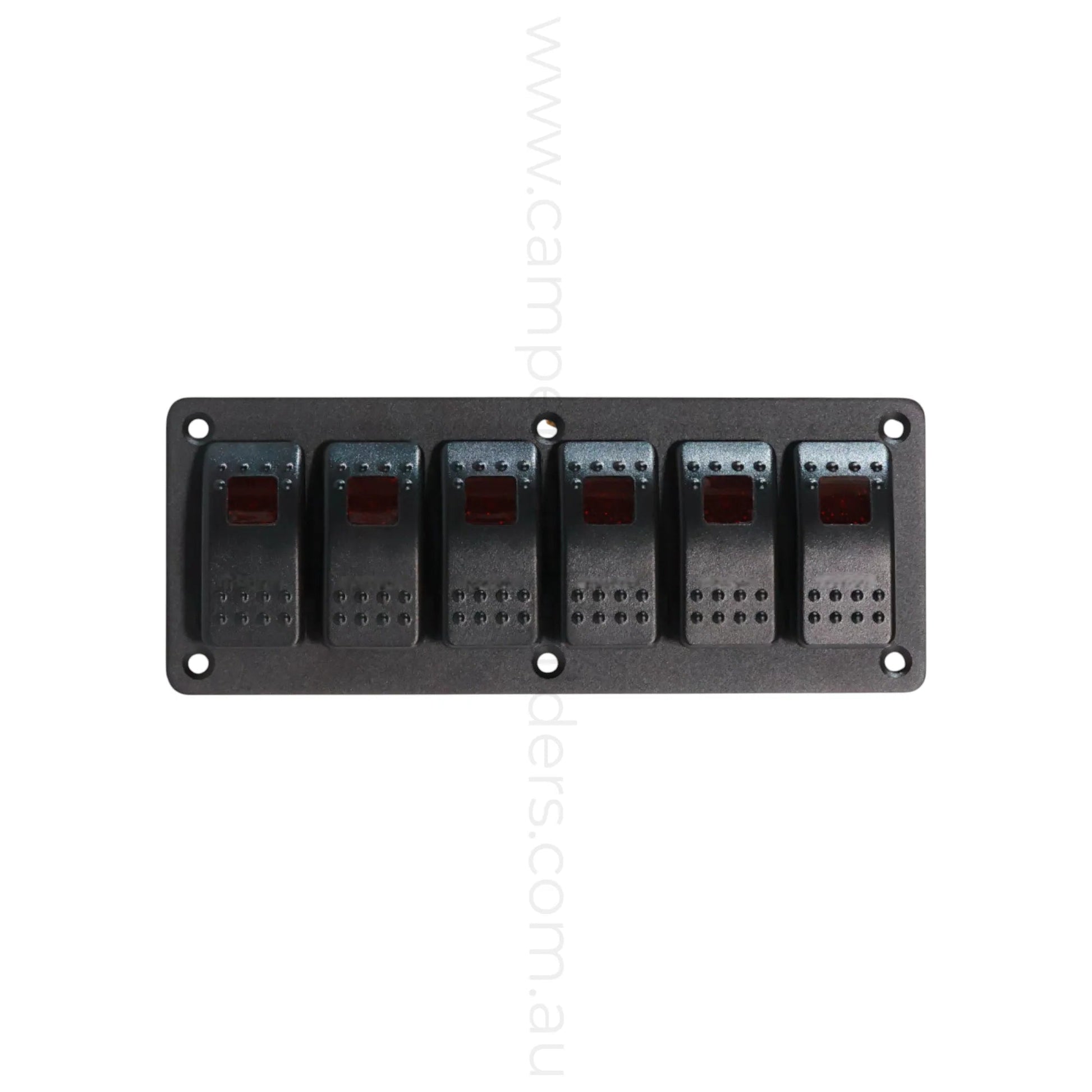 marine style 6 way rocker switch panel with led illumination for campervan fitouts