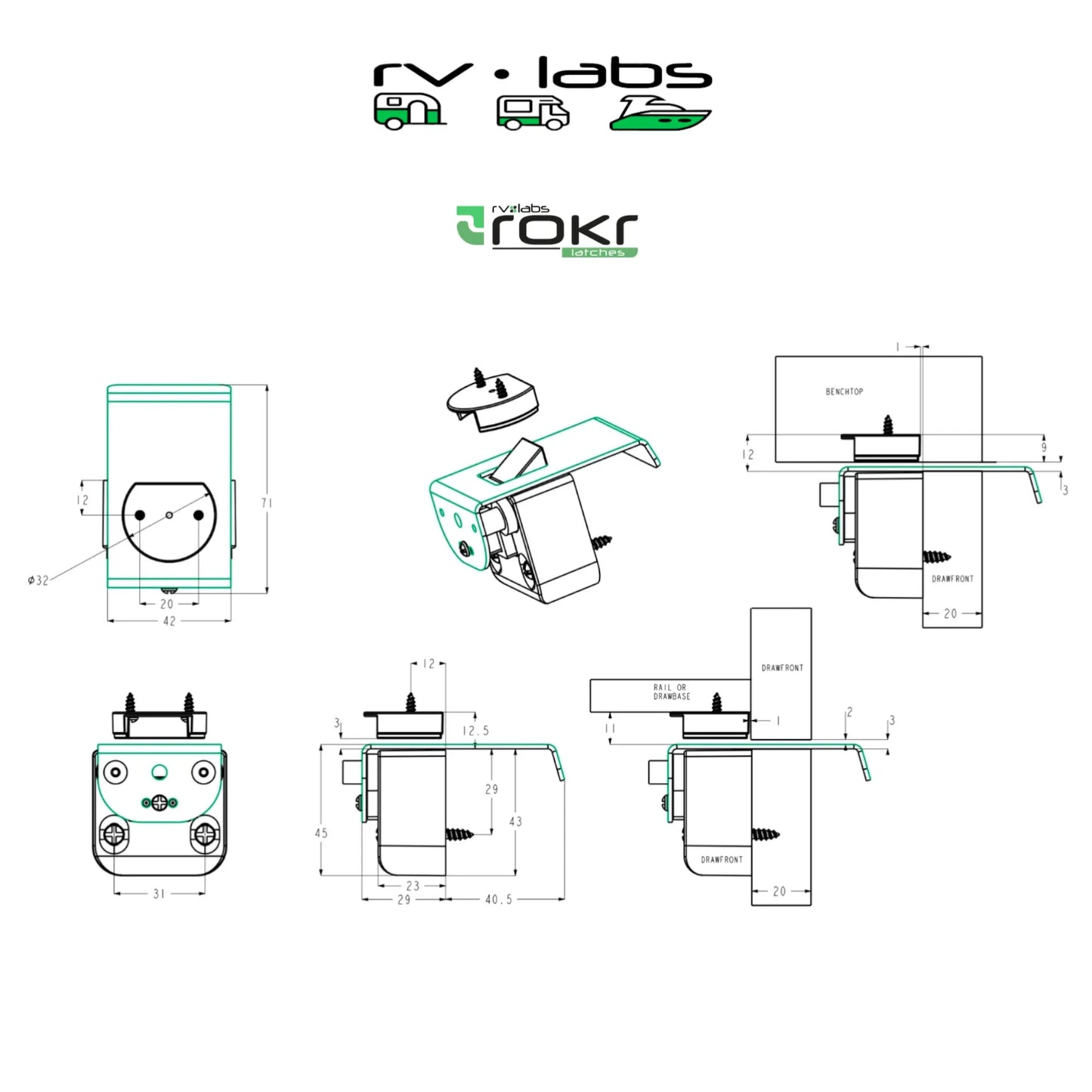 locking latch for campervan access panels