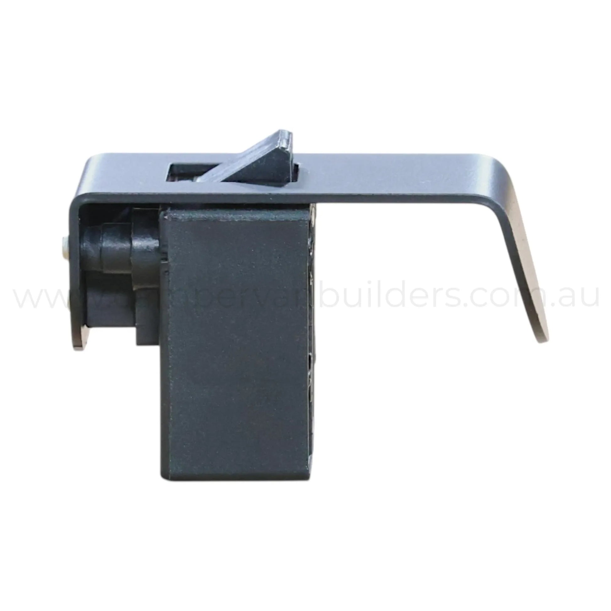 42mm matte black half moon locking latch for campervan cupboards and storage panels