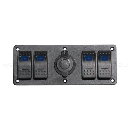 12v socket and 4 way rocker switch panel with dual led indicators for caravan power distribution