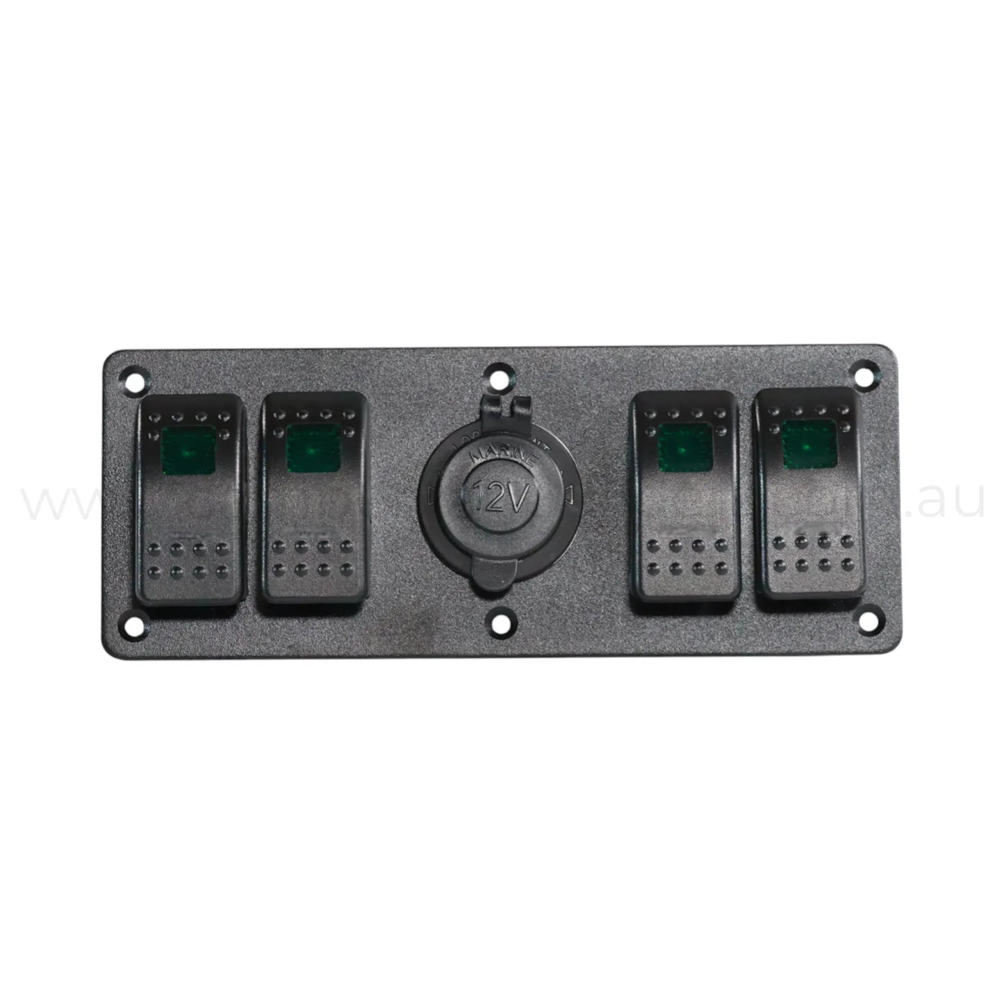 12v socket and 4 way rocker switch panel with single led indicator for caravan power distribution