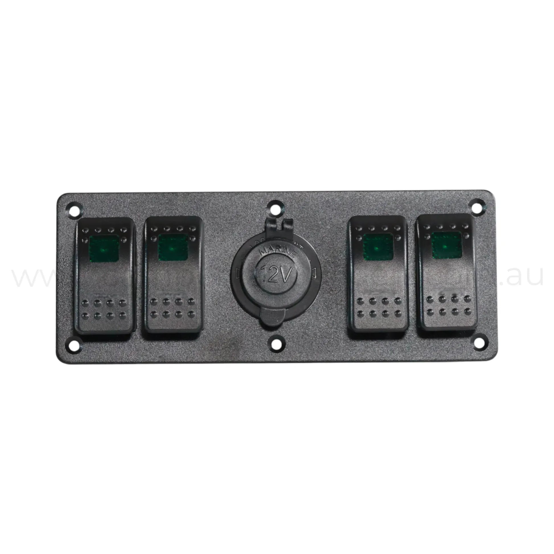12v socket and 4 way rocker switch panel with single led indicator for caravan power distribution